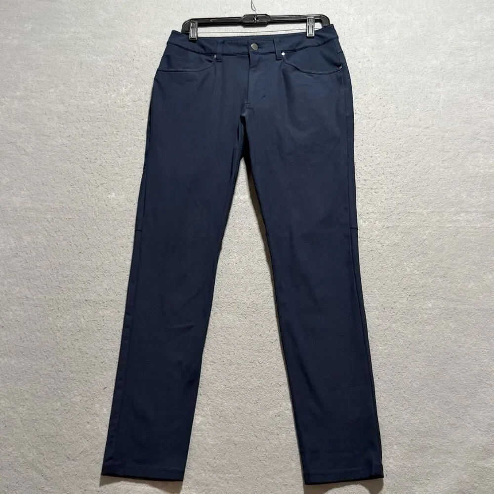 Lululemon Men's ABC Pant Sz 30 Navy Blue Slim Fit Warpstreme Athleisure Pockets